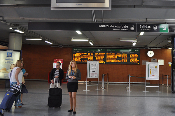 Madrid Atocha Station signage to departure tracks